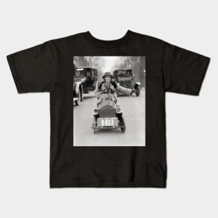 Flapper Driving Pedal Car, 1924. Vintage Photo Kids T-Shirt